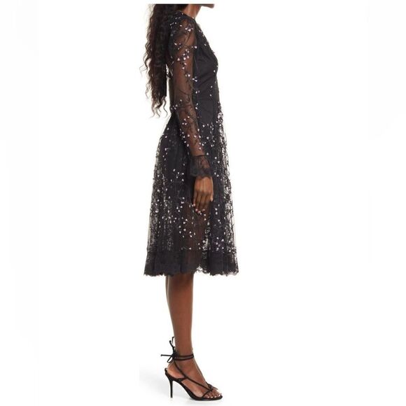 HELSI Ella Embroidered Long Sleeve Deep V-Neck Midi Dress, Black, XL, 12/14, NWT - Picture 13 of 17